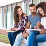 Multi-Ethnic group of students in School Campus. universal design